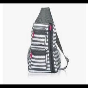 Thirty- One grey wave sling back pack